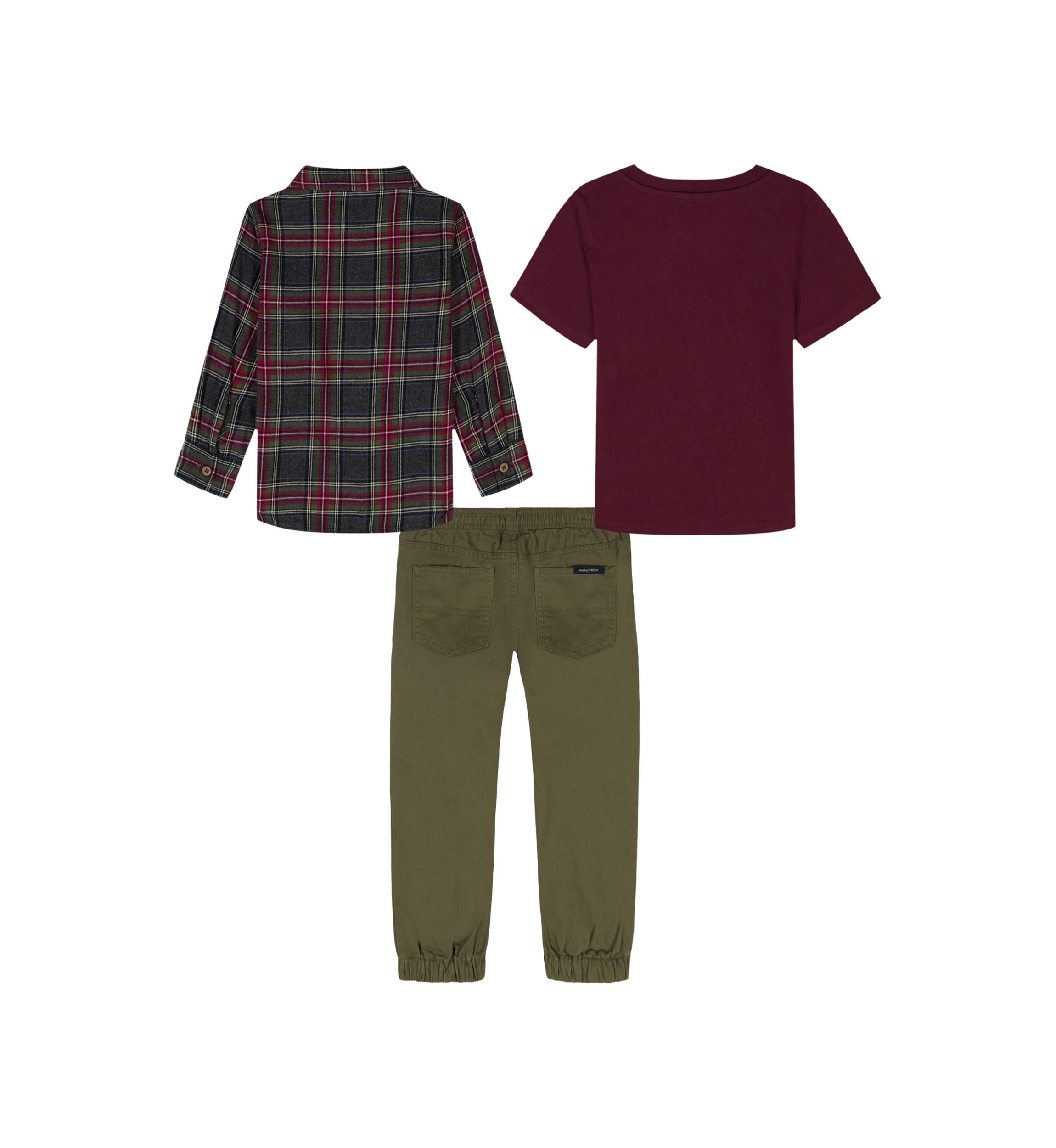 Baby Boys Three Piece Shirt and Woven Pants Set