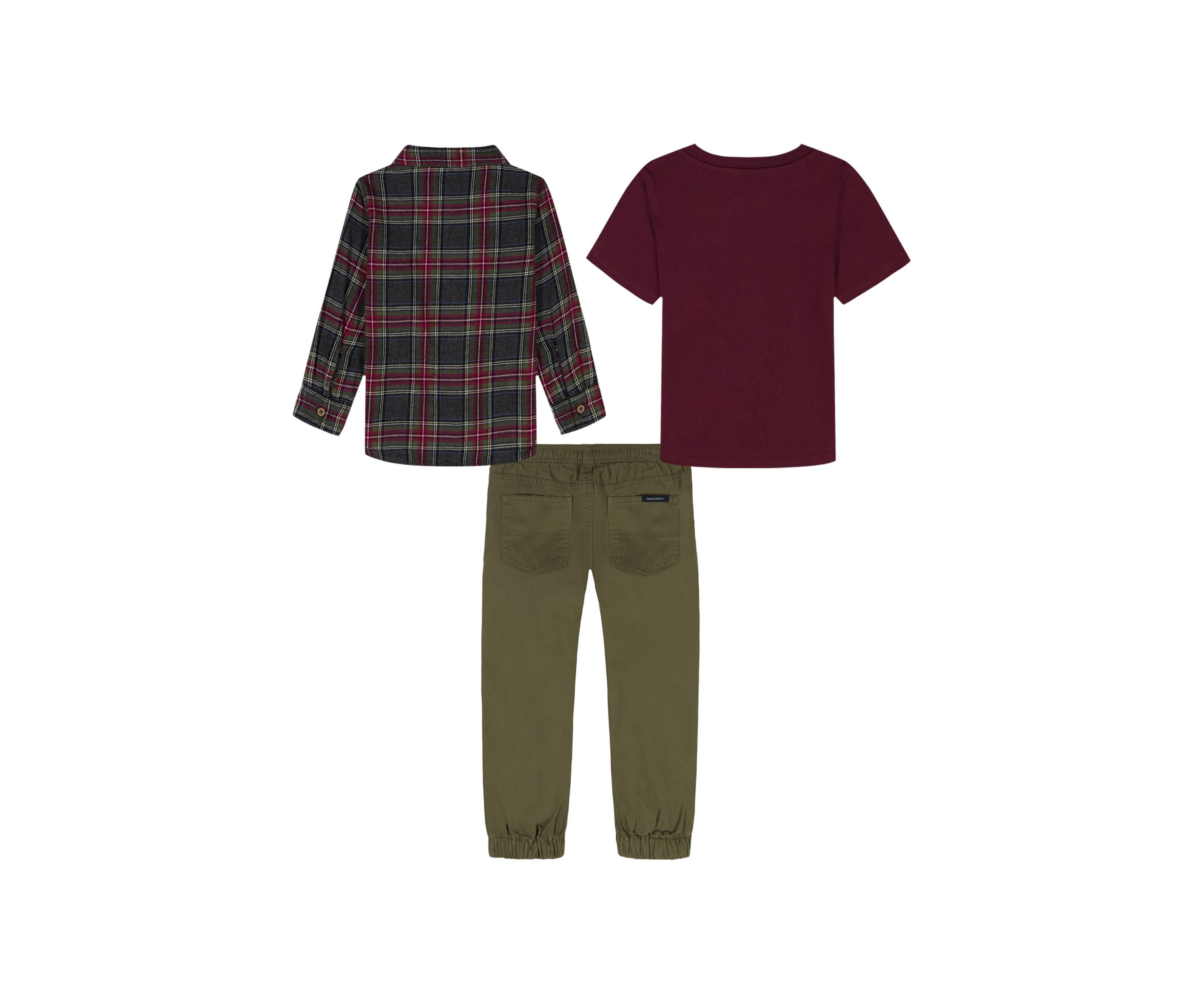 Baby Boys Three Piece Shirt and Woven Pants Set