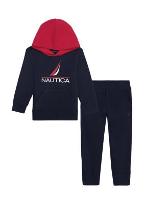 Nautica Baby Boys Long Sleeve Hoodie and Fleece Pants Set, 18 Months