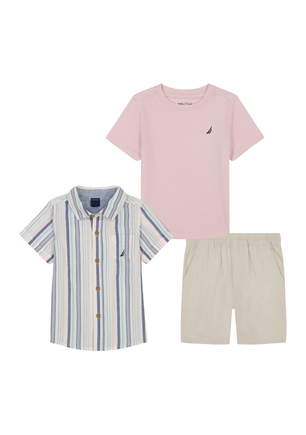 Toddler Boys Printed Button Down and Shorts Set