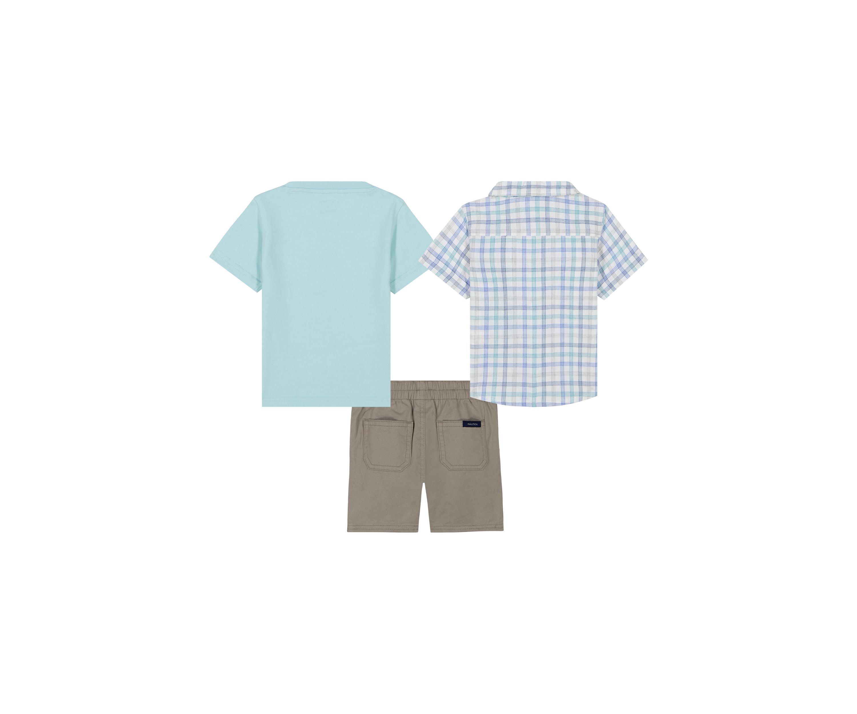 Toddler Boys 3 Piece Button Down Shirt and Shorts Set