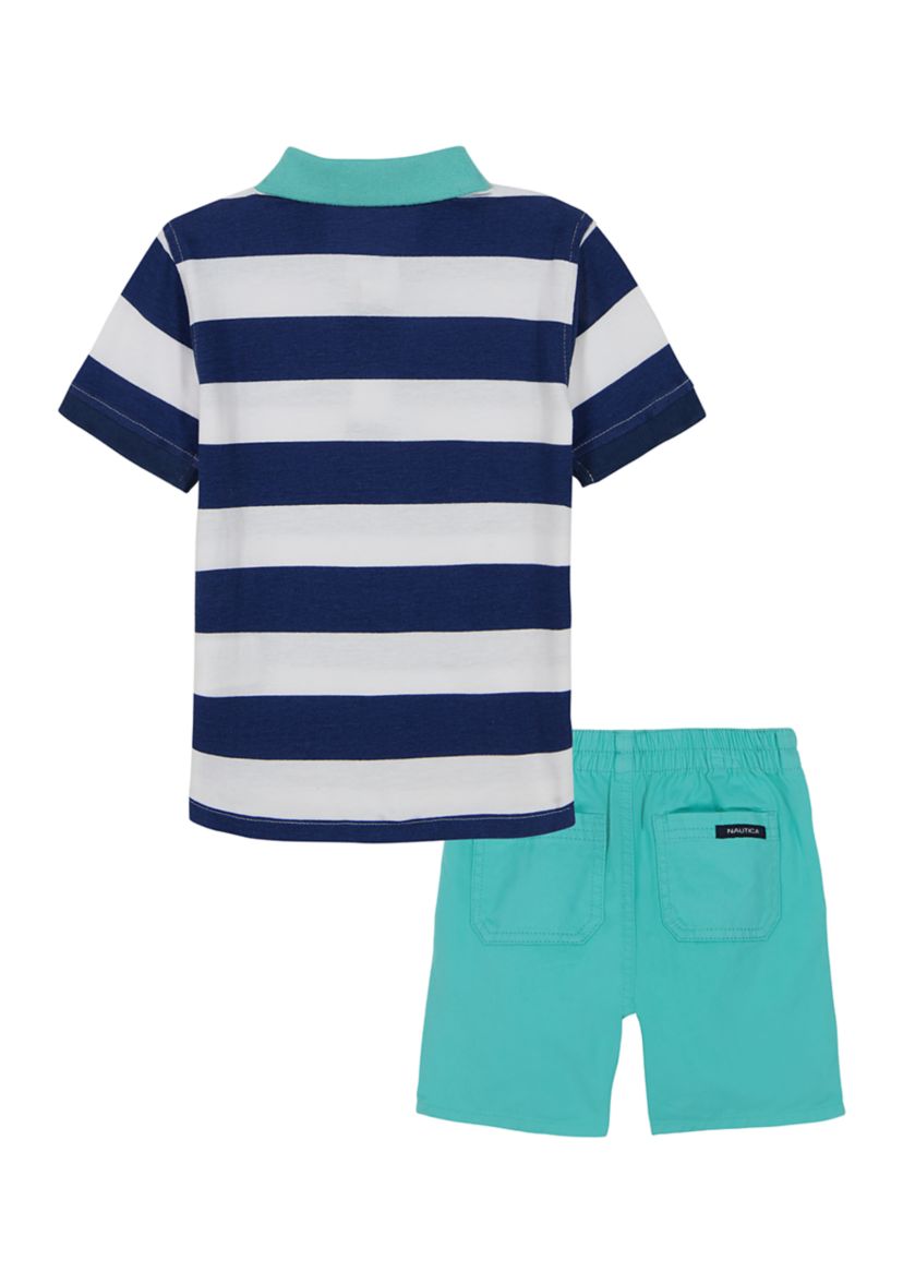Toddler Boys Stripe Polo Shirt and Shorts Set