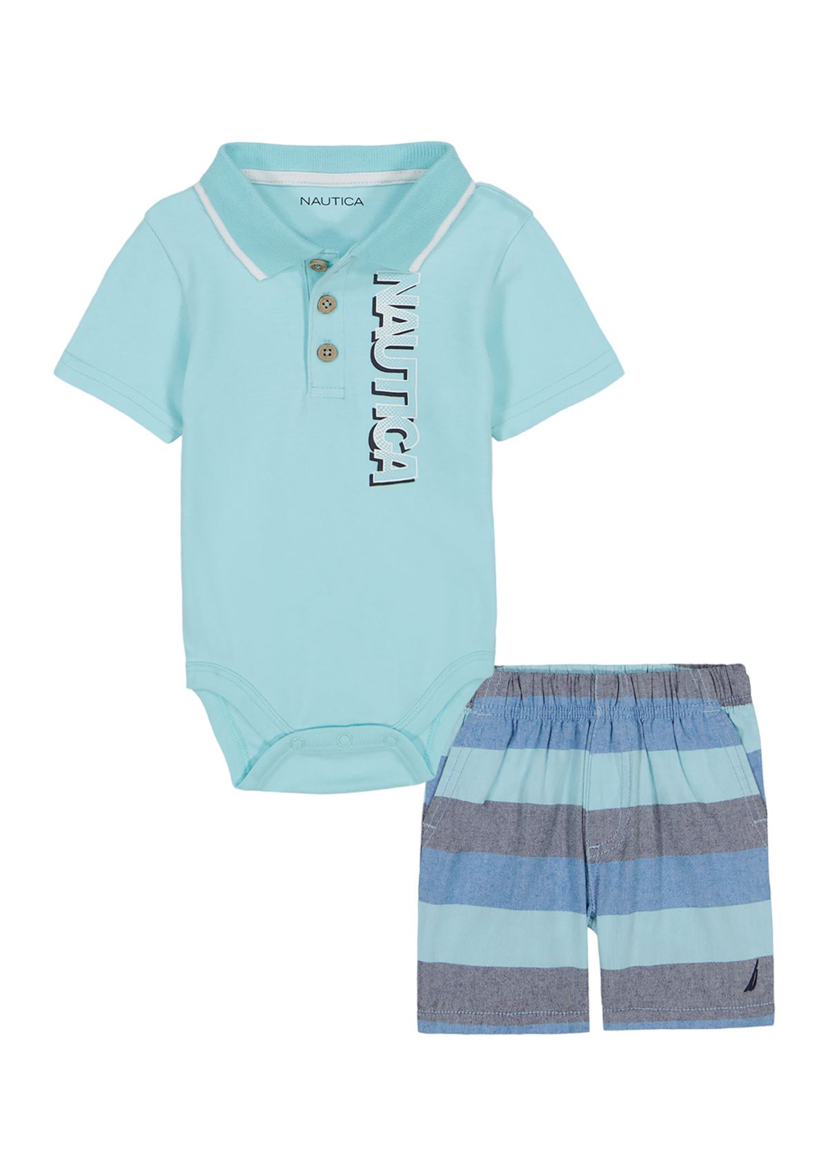 Baby Boys Polo Bodysuit and Printed Shorts Set