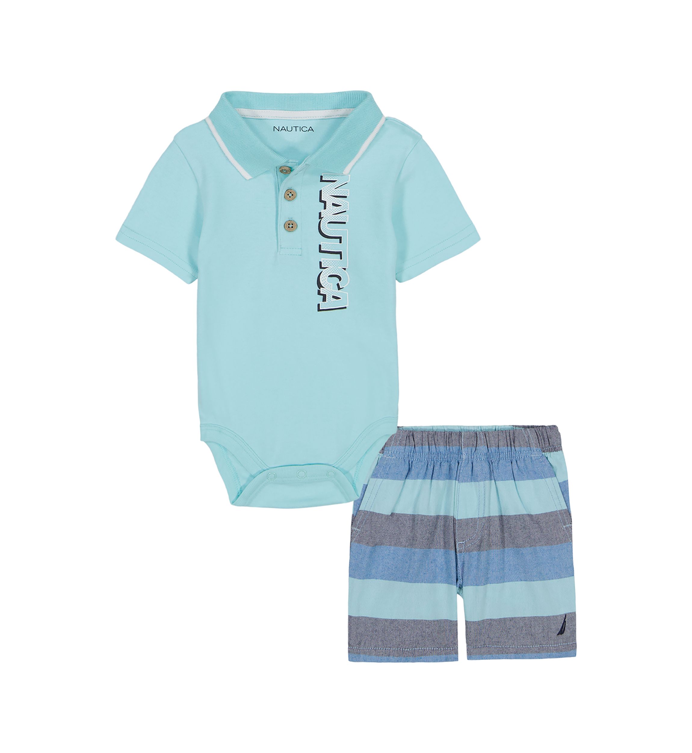 Baby Boys Polo Bodysuit and Printed Shorts Set