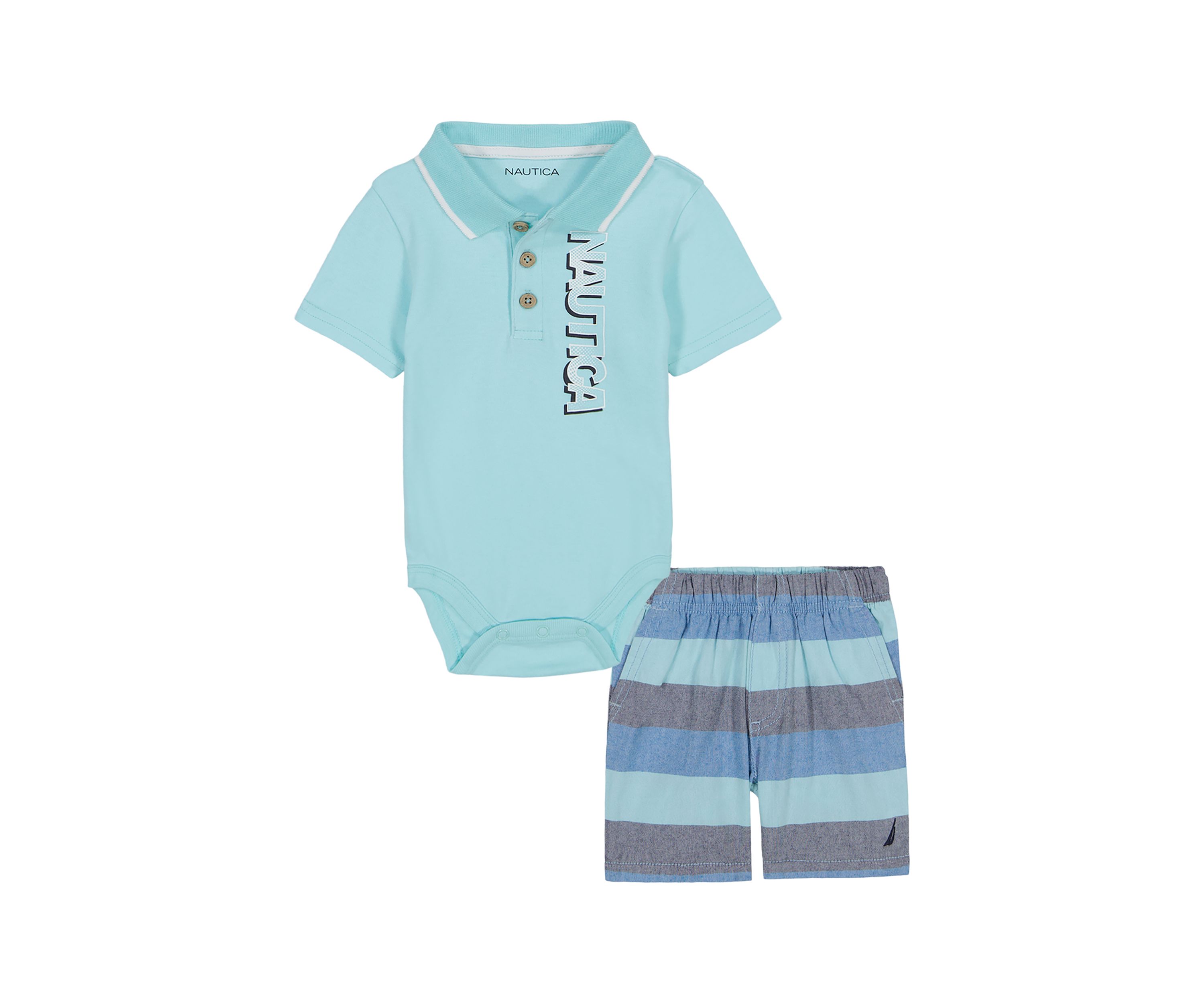 Baby Boys Polo Bodysuit and Printed Shorts Set