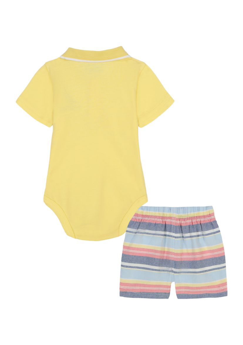 Baby Boys Polo Bodysuit and Printed Shorts Set
