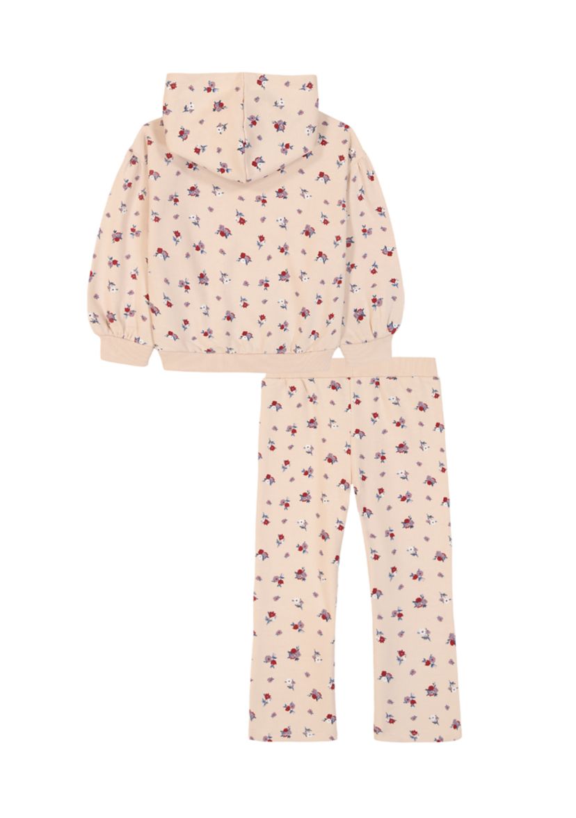 Toddler Girls Floral 2-Piece Fleece Hoodie and Jogger Set 