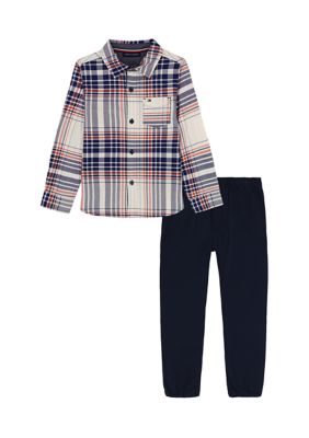 Tommy Hilfiger Toddler Boys Printed Button Up Shirt Set, 4T