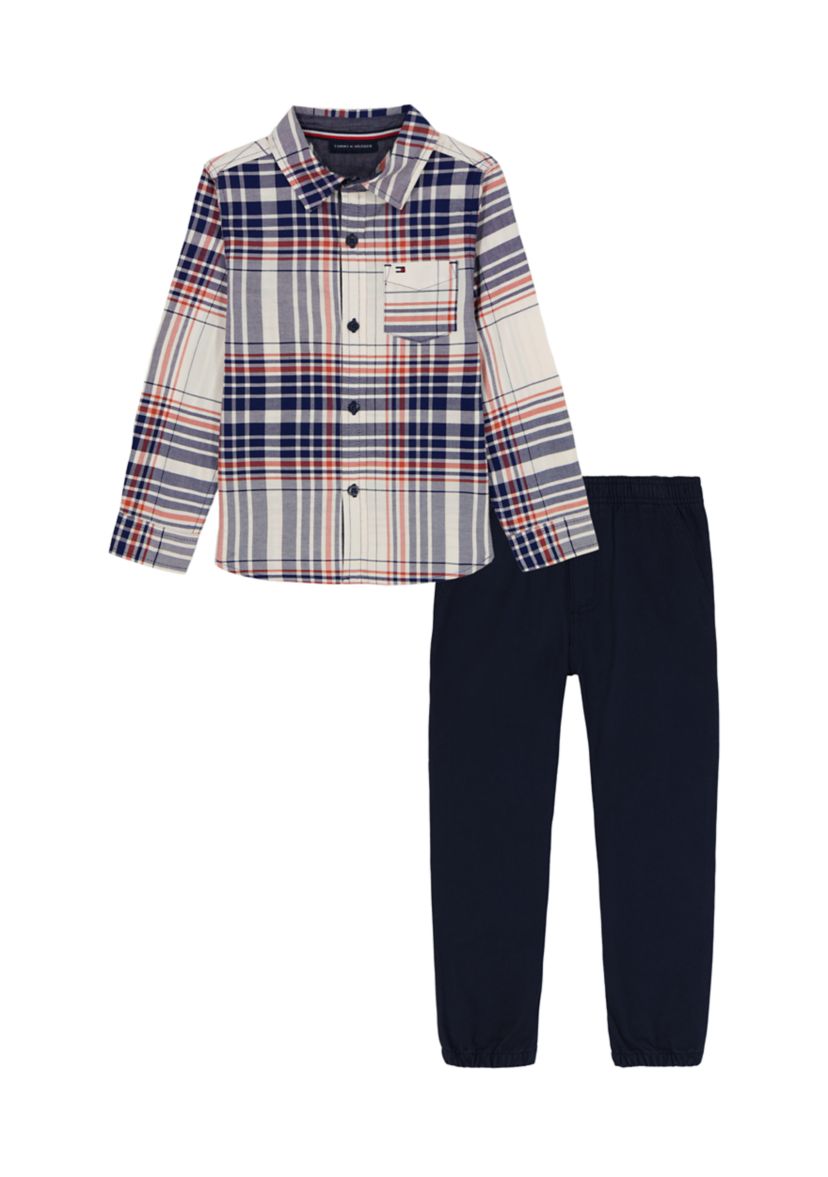 Toddler Boys Printed Button Up Shirt Set 