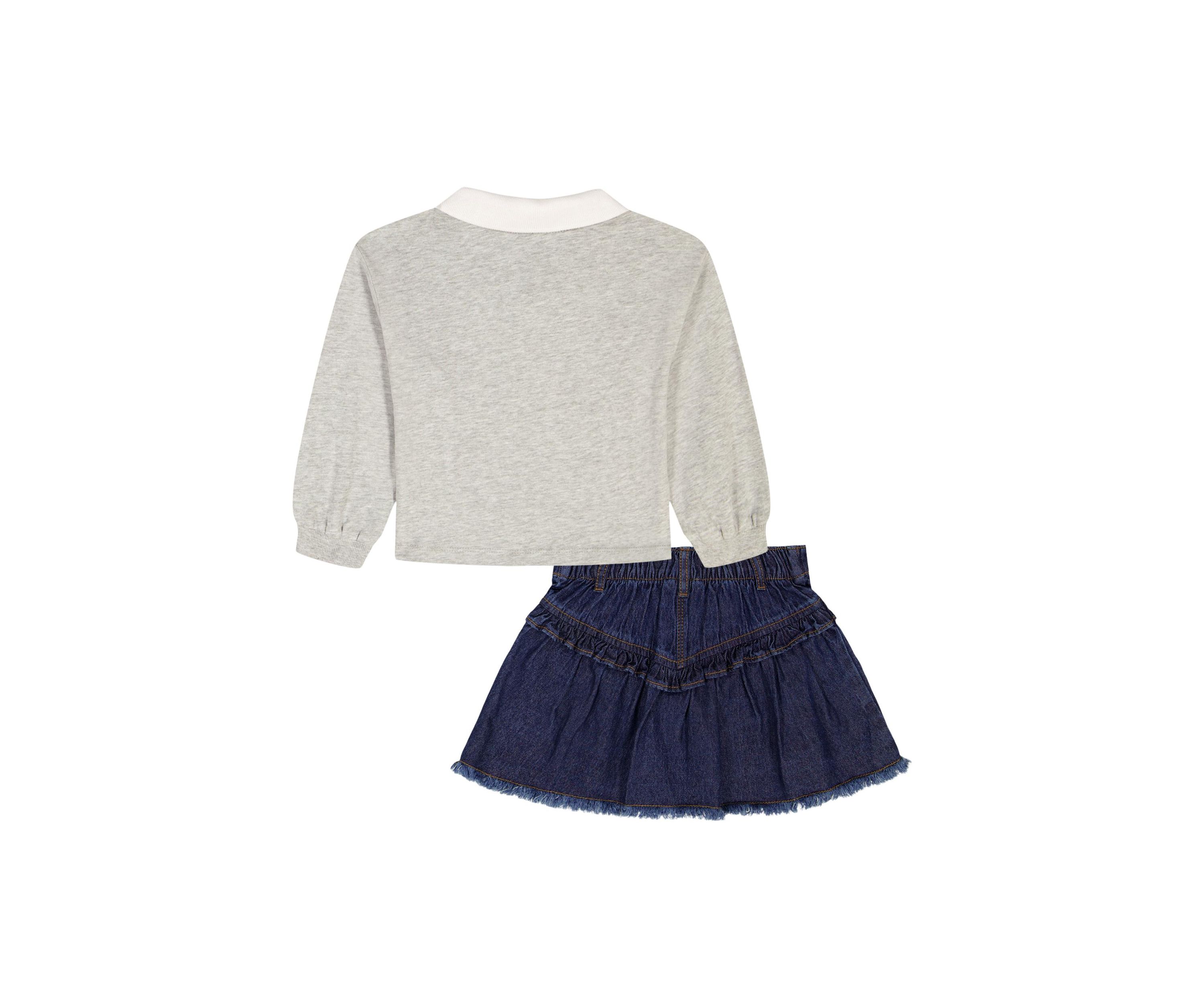 Girls 7-16 Varsity Shirt and Denim Skirt Set