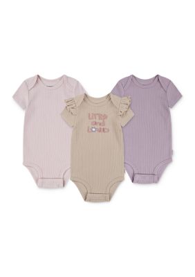 Huggies Baby Girls Short Sleeve Graphic Bodysuits - 3-Pack