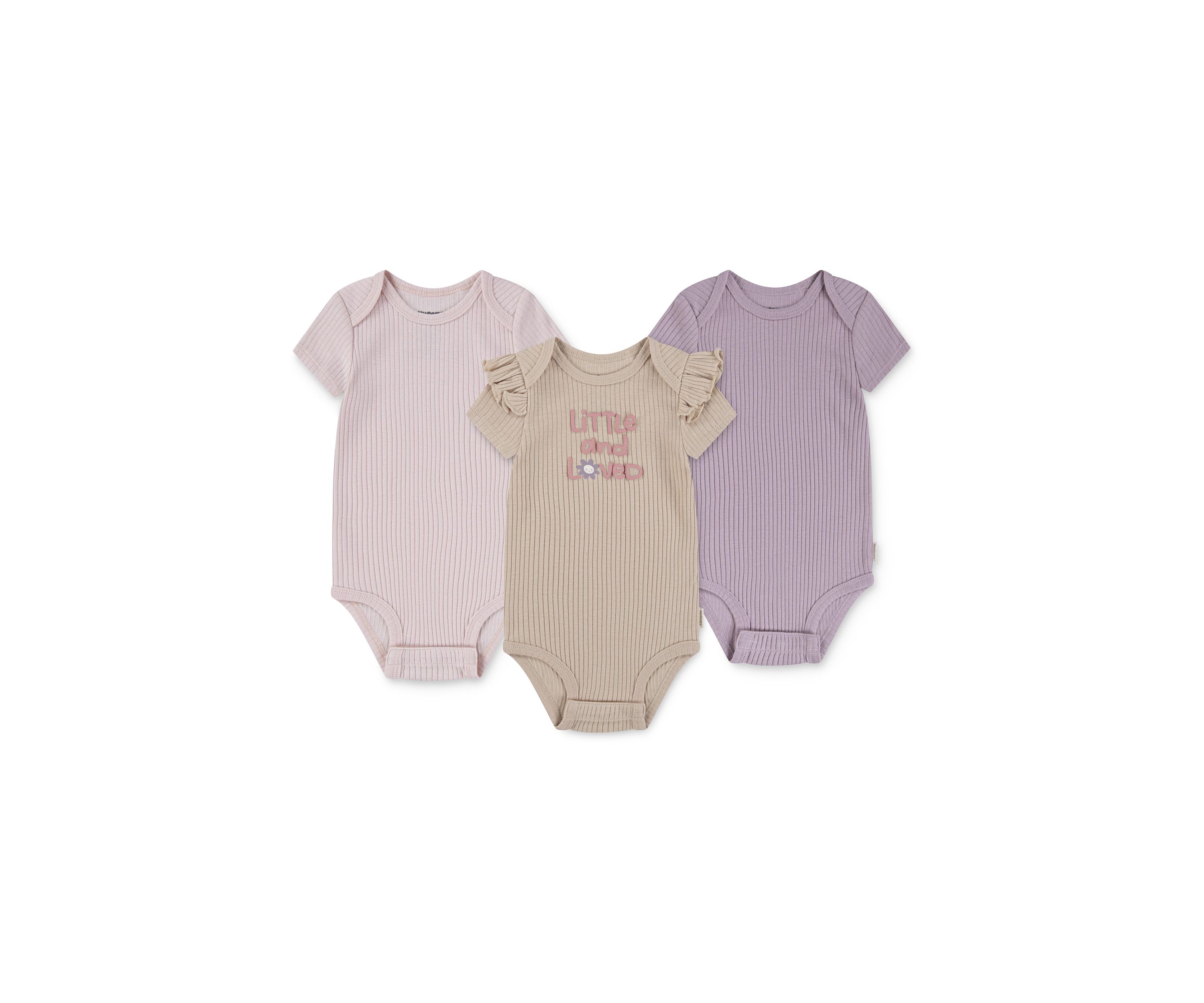 Baby Girls Short Sleeve Graphic Bodysuits - 3-Pack 