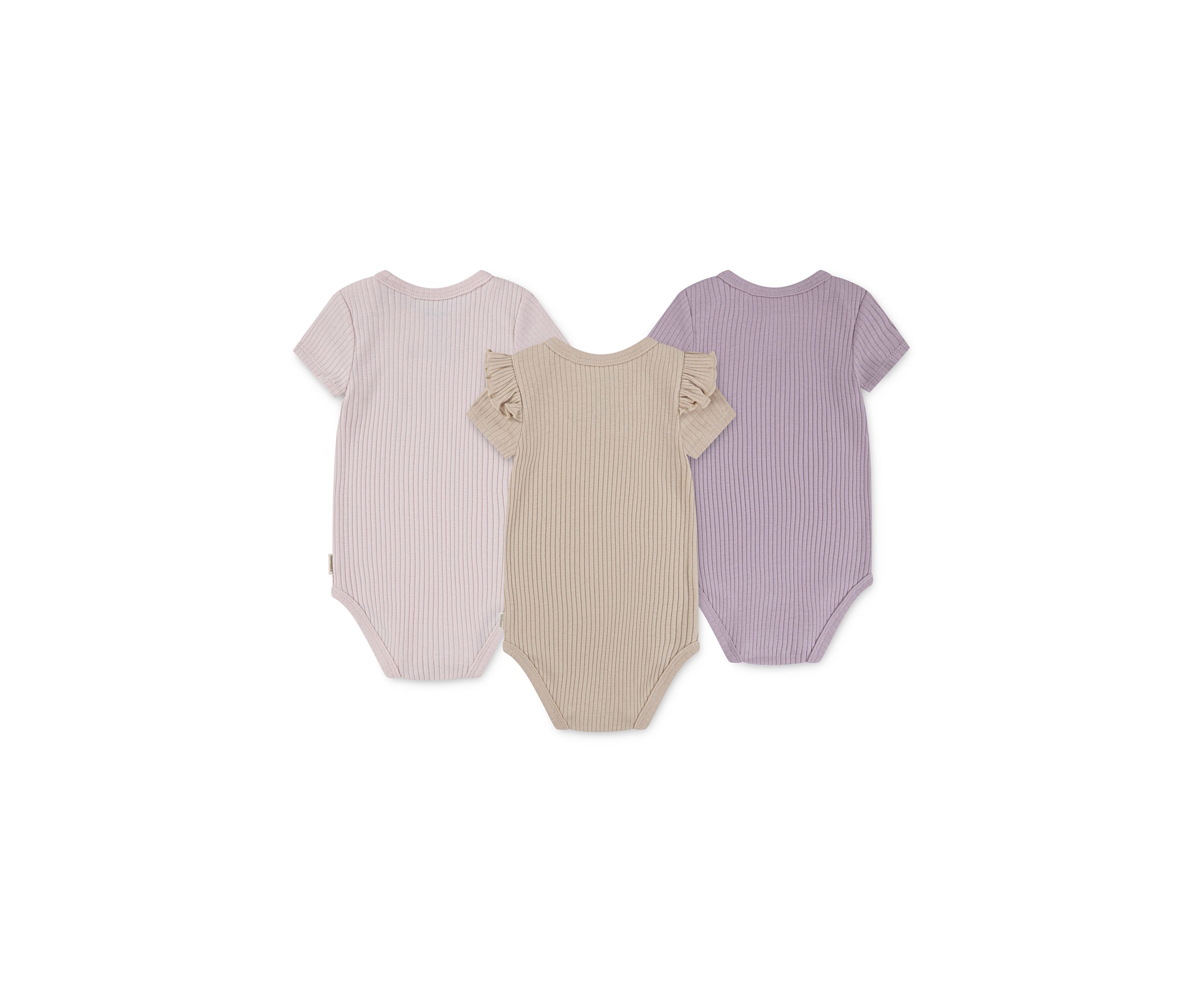 Baby Girls Short Sleeve Graphic Bodysuits - 3-Pack 