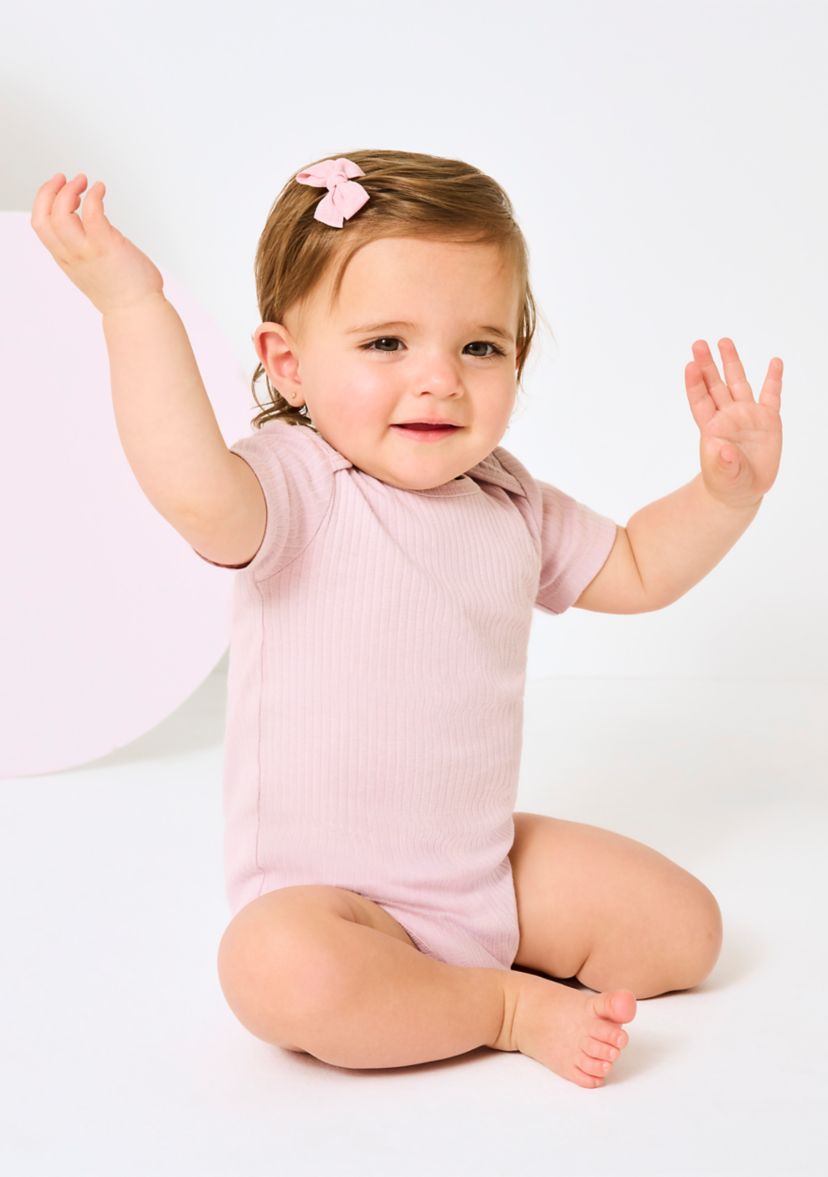 Baby Girls Short Sleeve Graphic Bodysuits - 3-Pack 