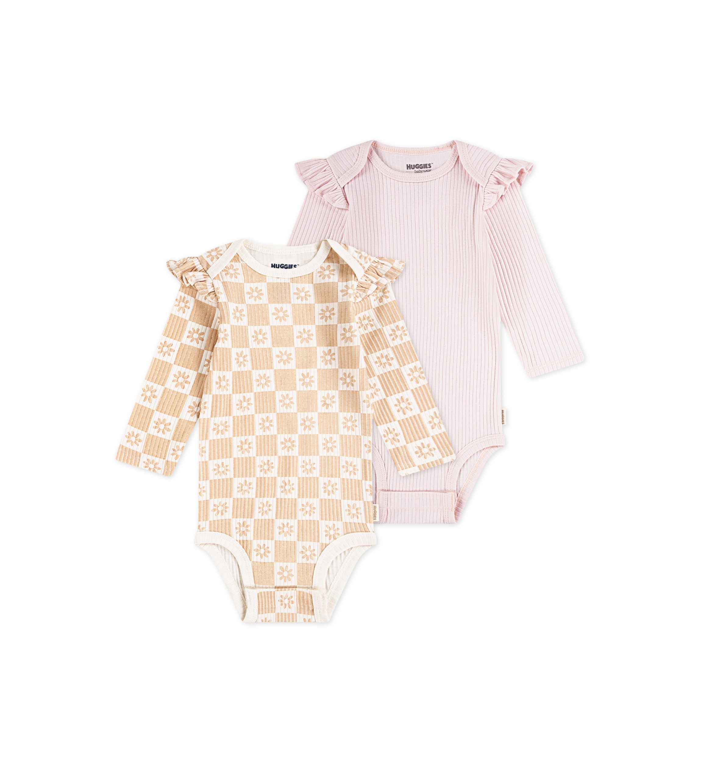 Baby Girls Ruffle Printed Bodysuits - 2-Pack 