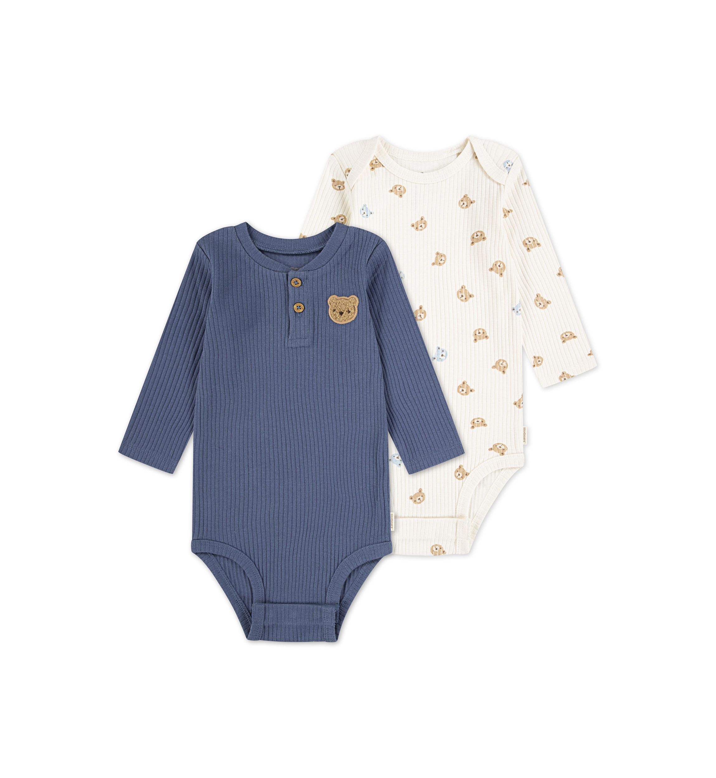 Baby Boys Long Sleeve RIbbed Bodysuits - 2-Pack 