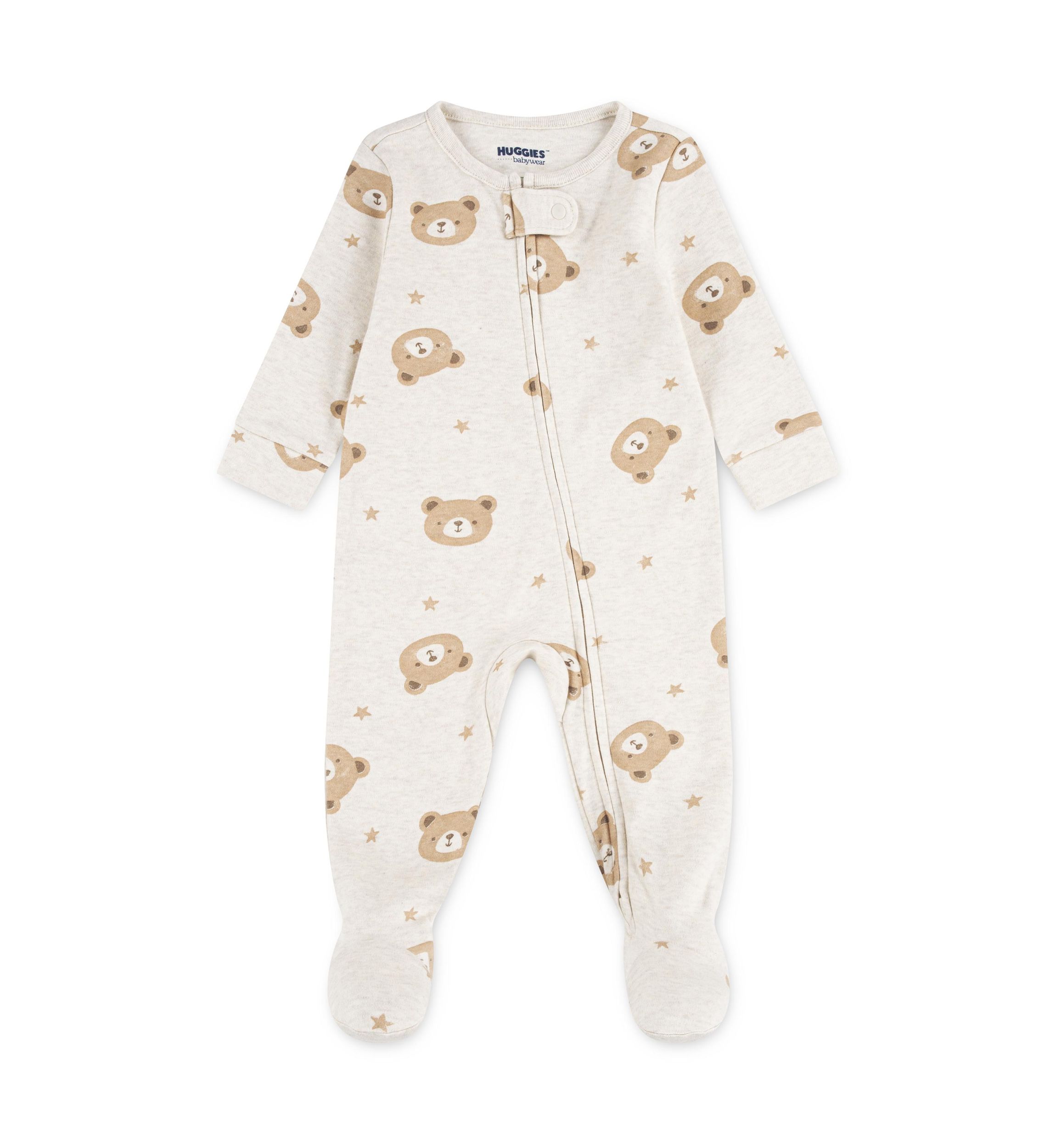 Baby Boys Bear Printed Footed Coverall 