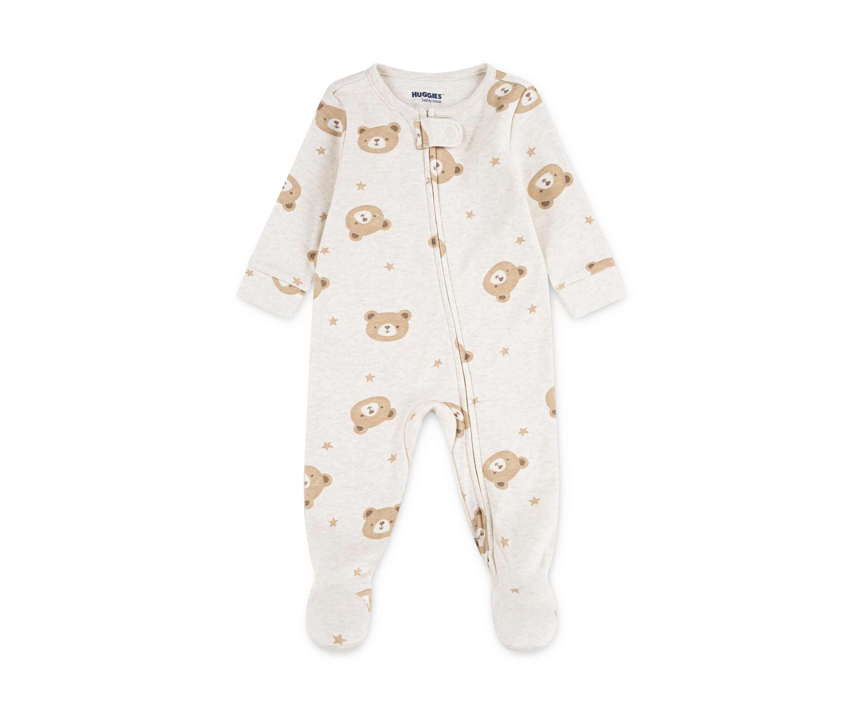 Baby Boys Bear Printed Footed Coverall 