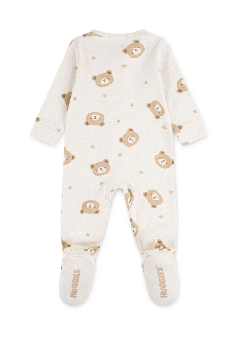Baby Boys Bear Printed Footed Coverall 