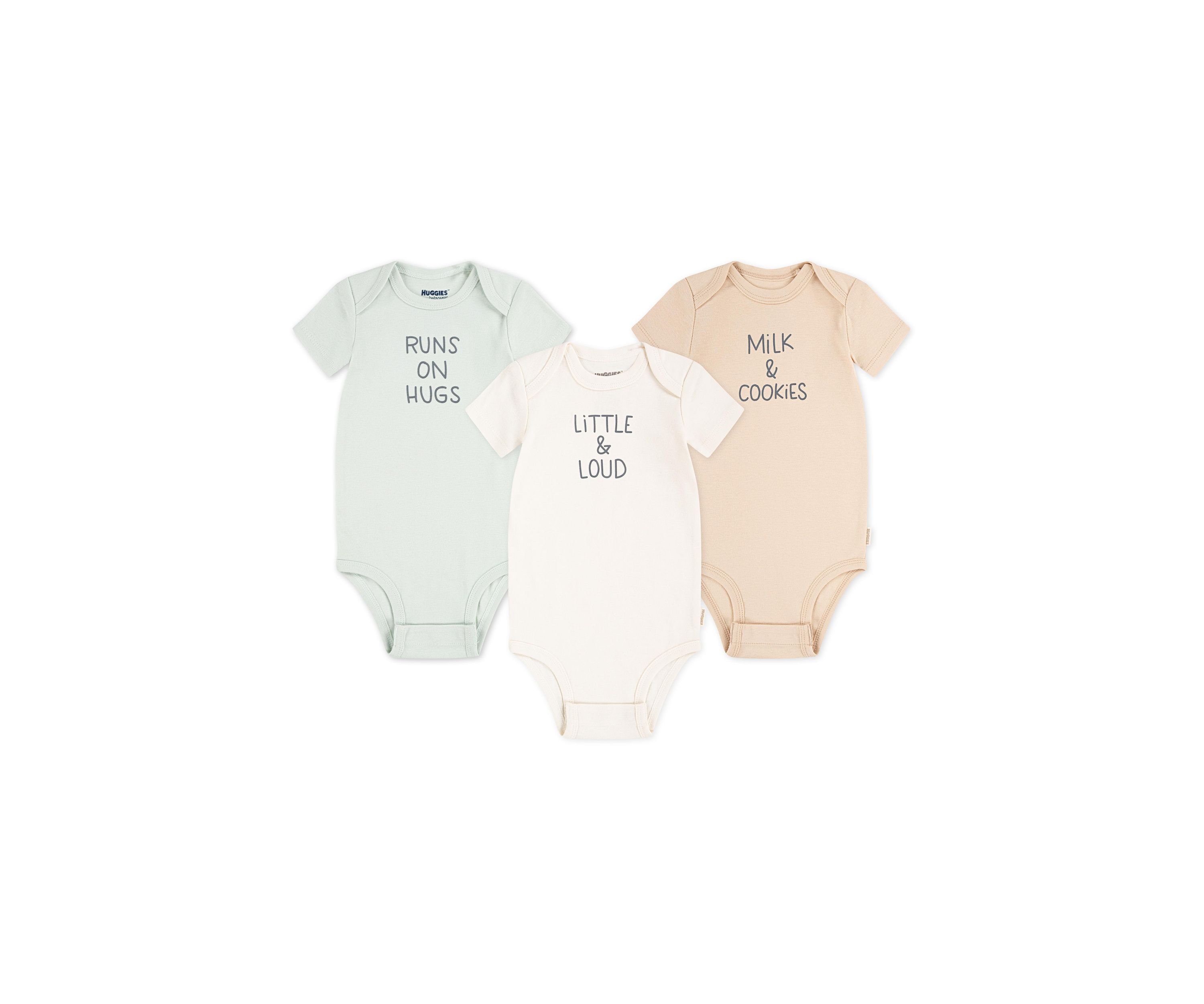 Baby Neutral Short Sleeve Graphic Bodysuits - Set of 3