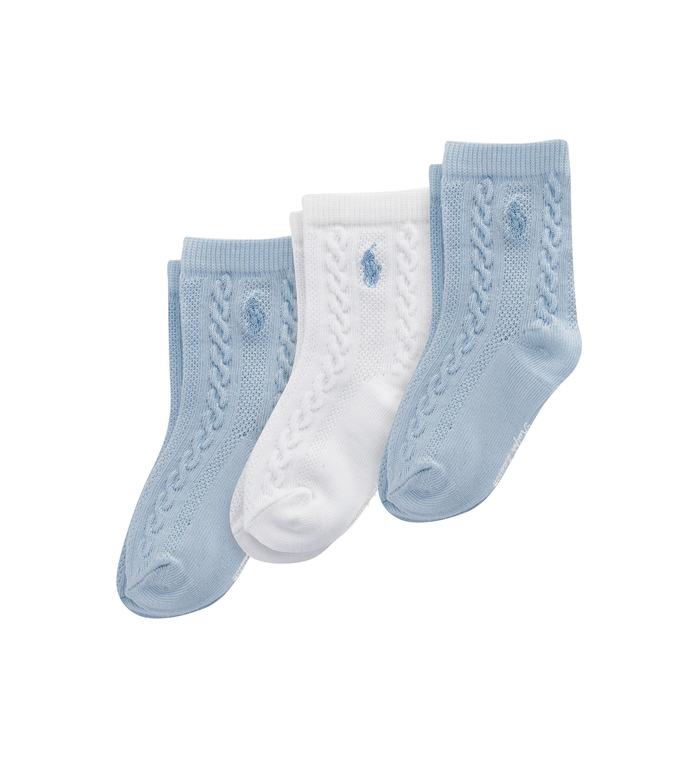 Polo Baby Cable Texture Crew Socks - 3 Pack