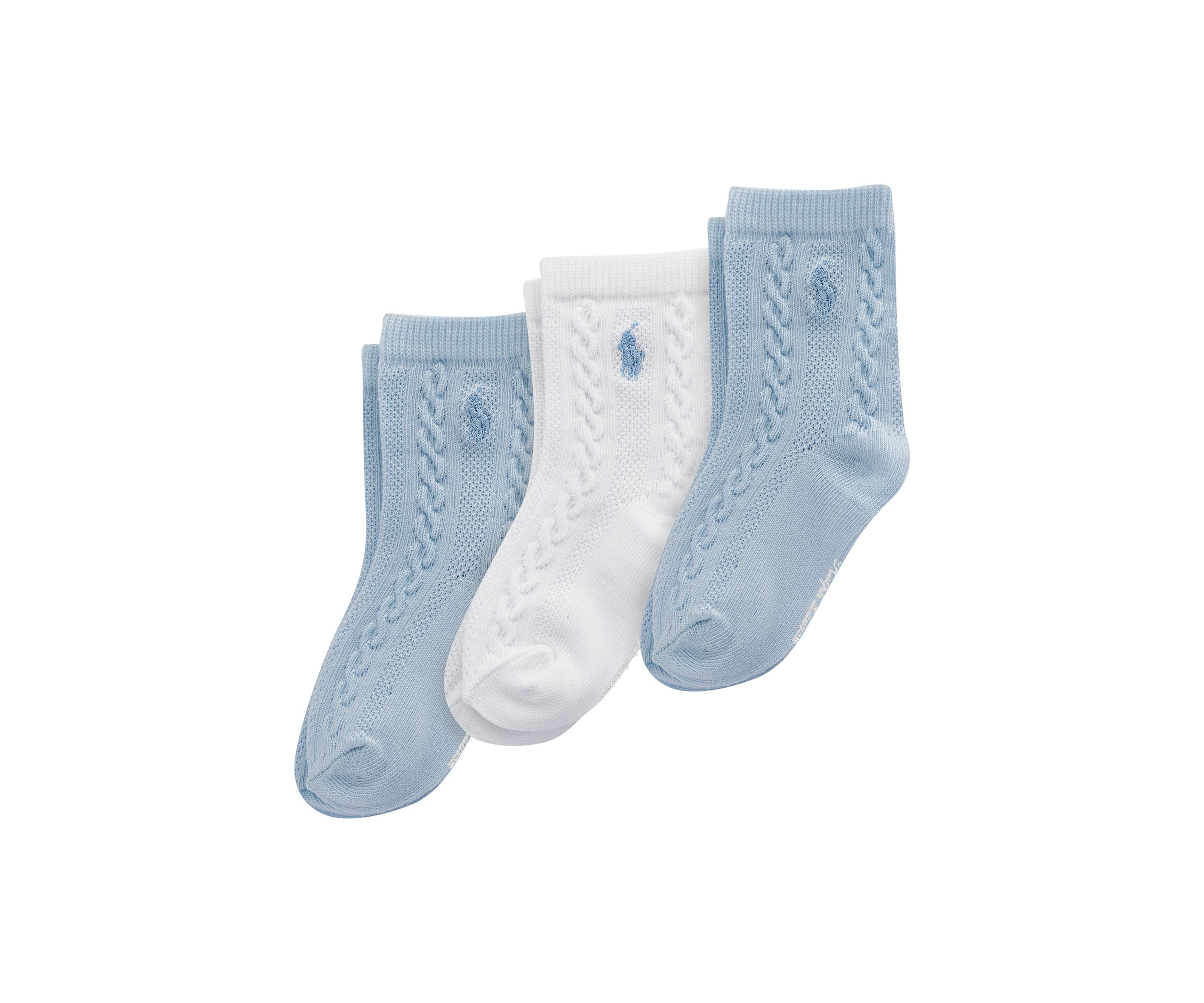 Polo Baby Cable Texture Crew Socks - 3 Pack