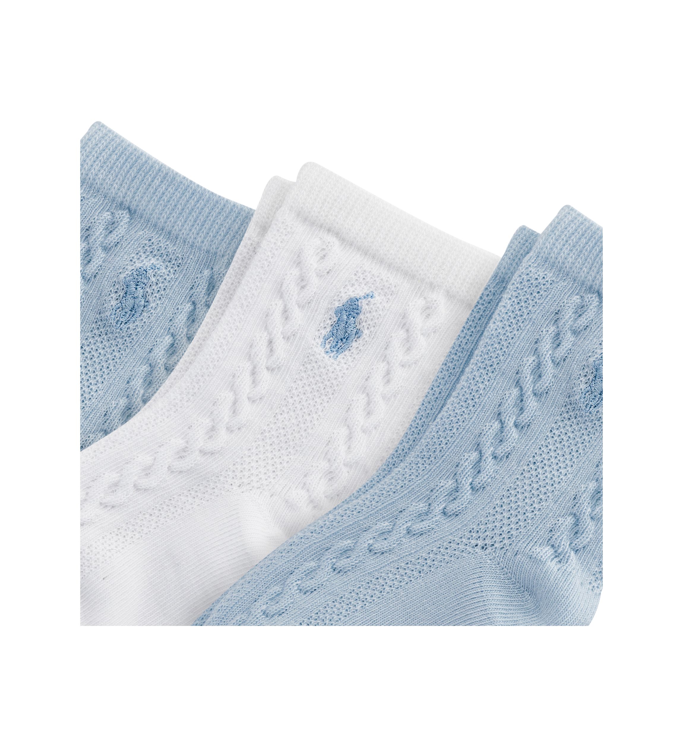 Polo Baby Cable Texture Crew Socks - 3 Pack