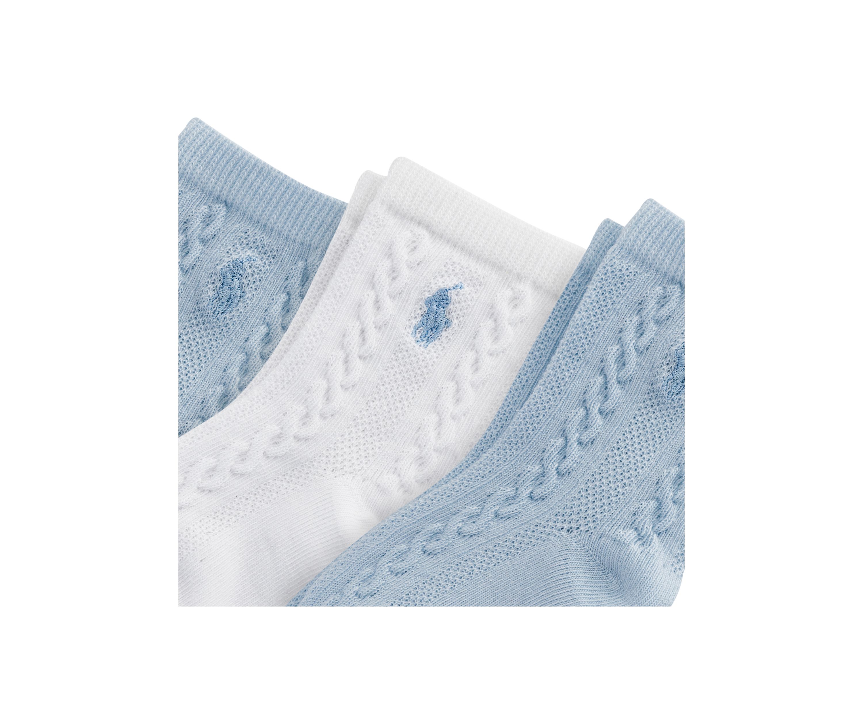 Polo Baby Cable Texture Crew Socks - 3 Pack