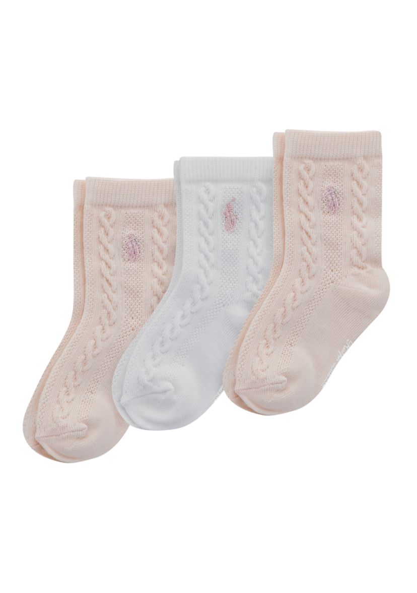 Polo Baby Cable Texture Socks - 3 Pack