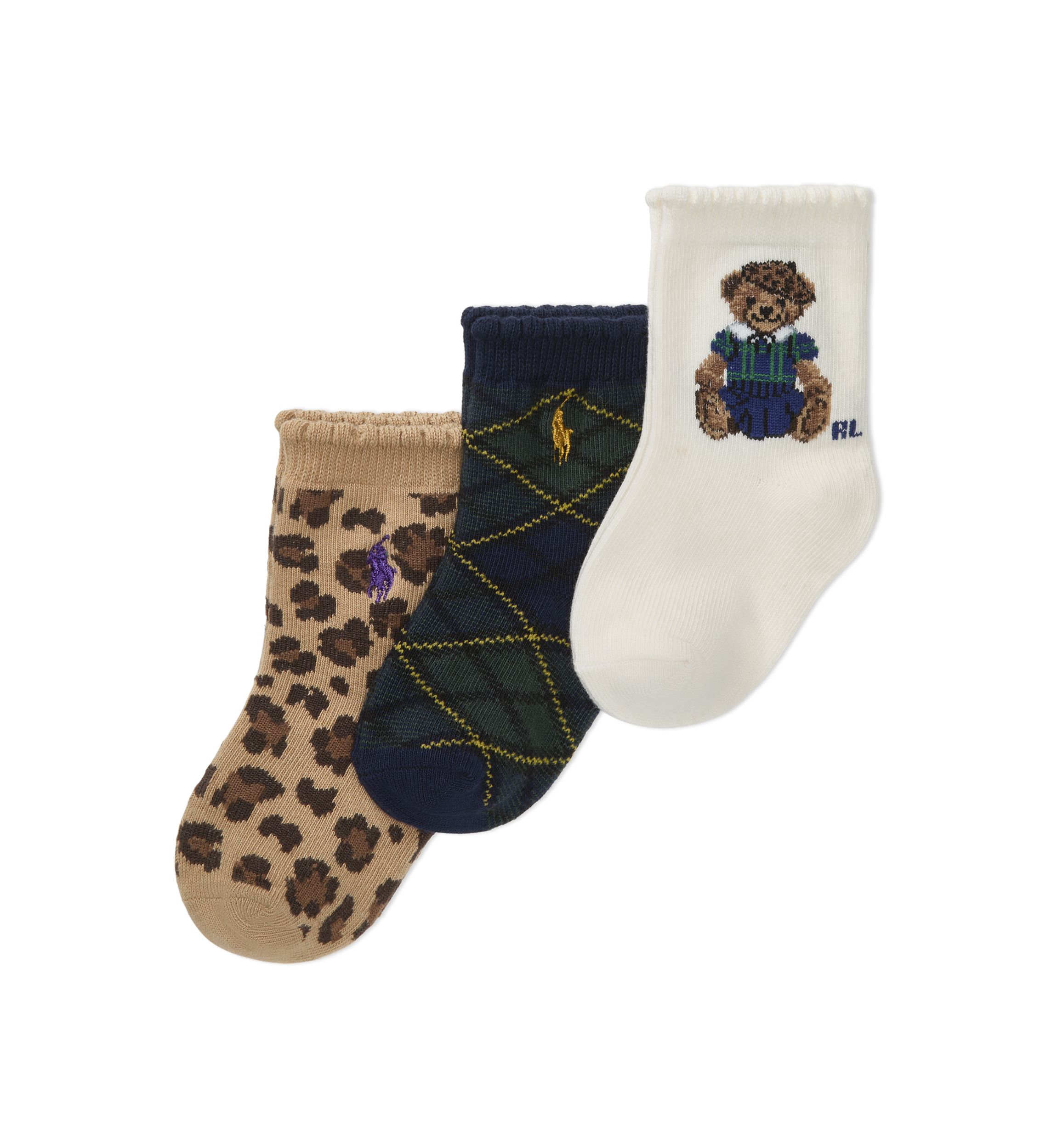 Baby Girls Bear Socks - 3 Pack