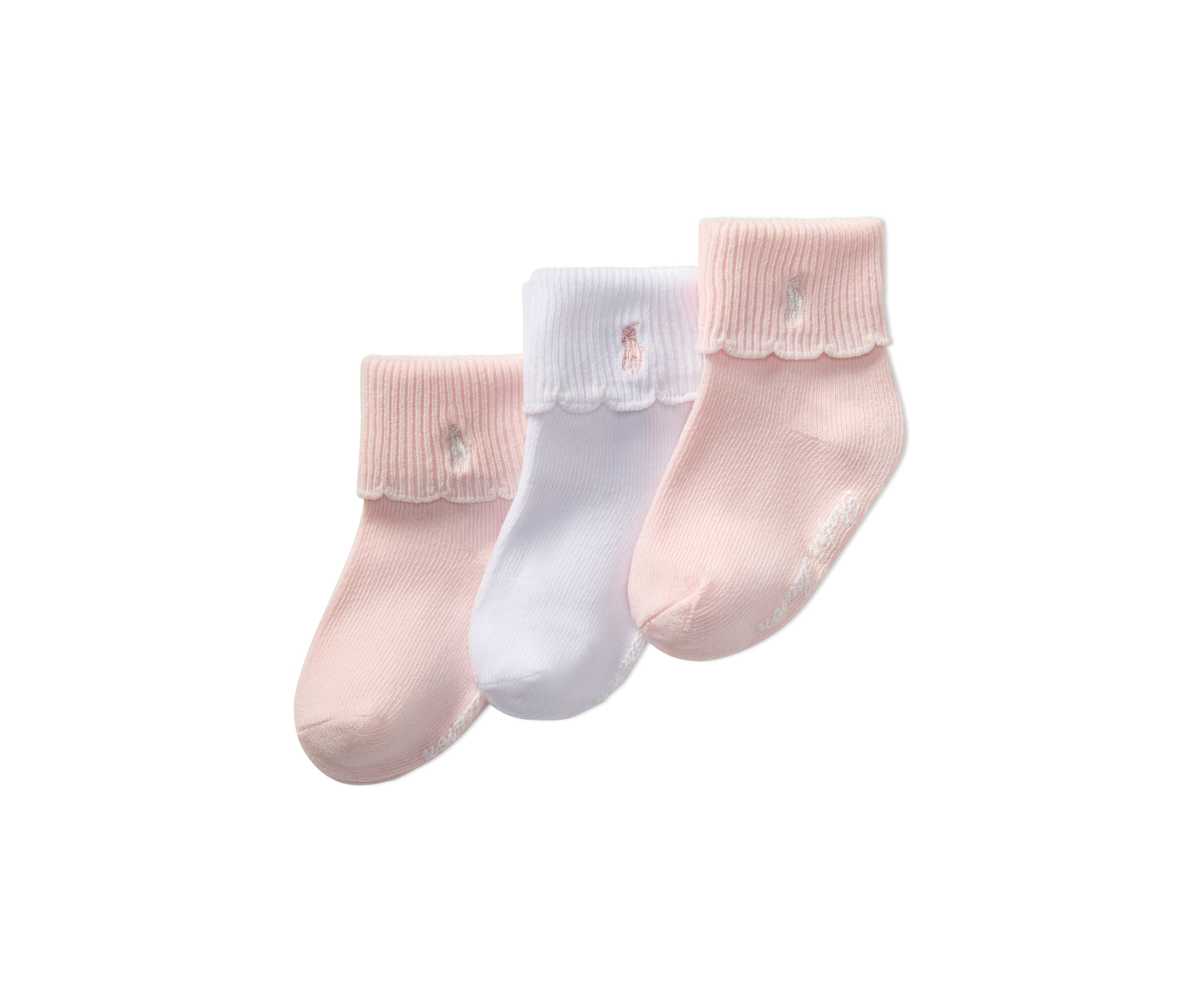 Baby Girls Scallop Turn Cuff Socks - 3 Pack