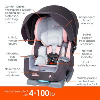 Baby Trend Kids Cover Meâ¢ 4-In-1 Convertible Car Seat-Quartz Pink
