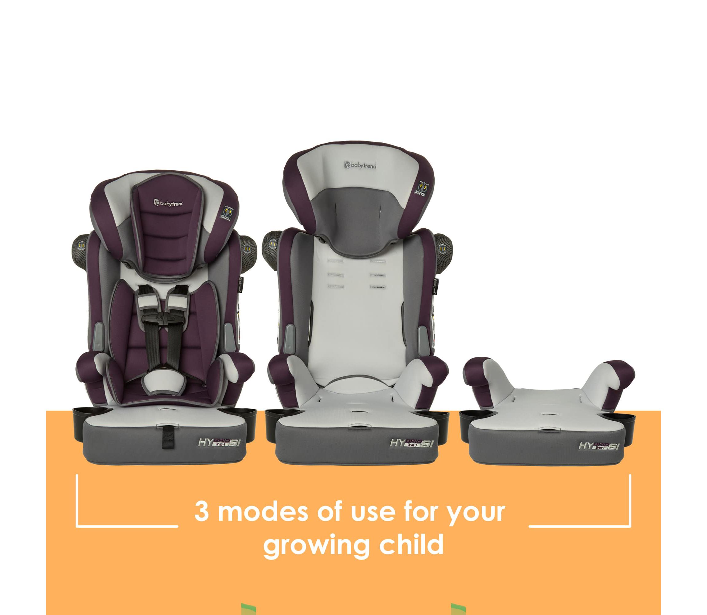 Hybrid SI 3-in-1 Combination Booster Car Seat with Side Impact Protection - Dash Plum
