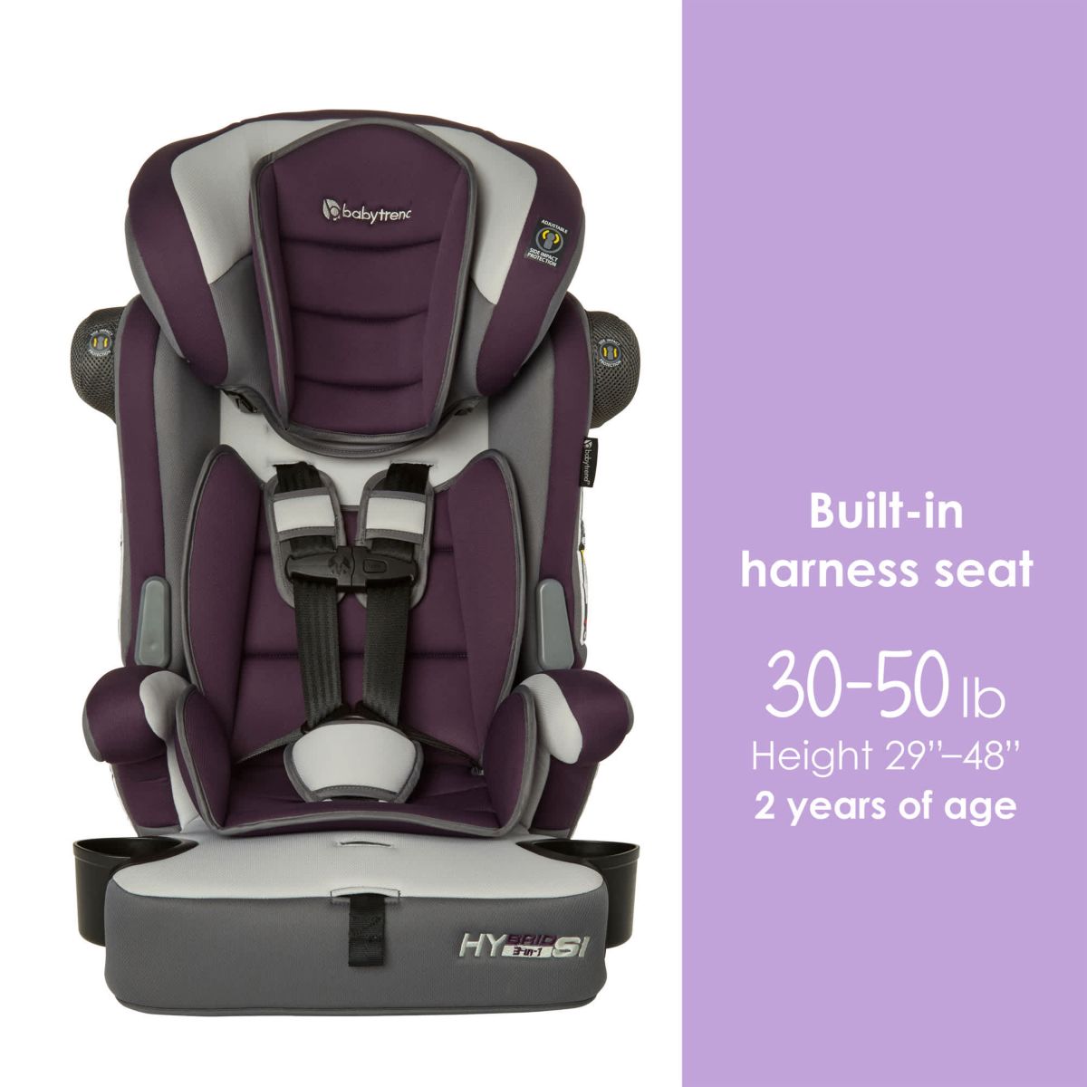 Hybrid SI 3-in-1 Combination Booster Car Seat with Side Impact Protection - Dash Plum