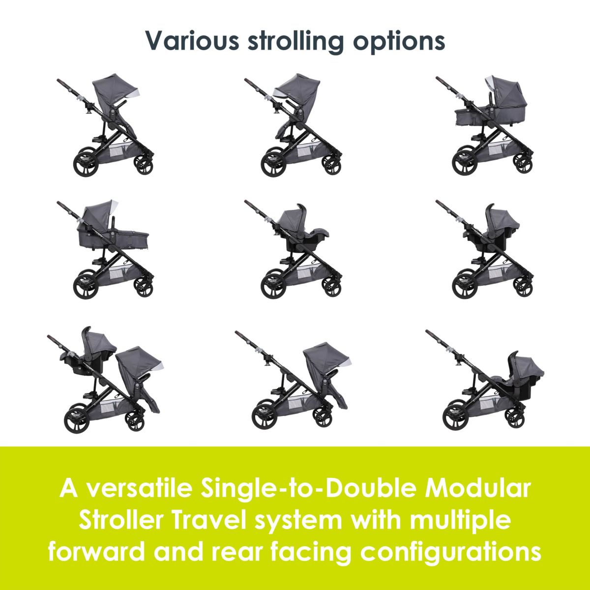 Morph Single to Double Modular Travel System - Dash Grey