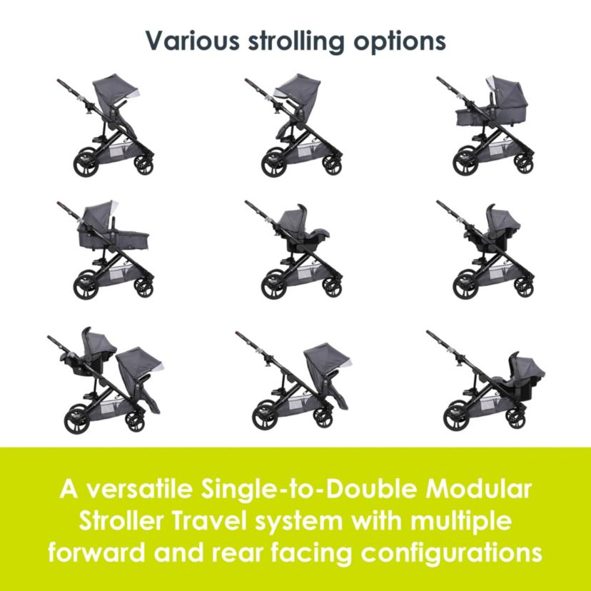 Morph Single to Double Modular Travel System - Dash Grey