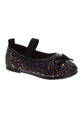 Josmo Kids Infant-Toddler Glittery Slip-On Dress Shoes with Bow Ornament