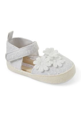 Laura Ashley Baby Girls Flower Appliqué Espadrilles, White, 2M Big Kid