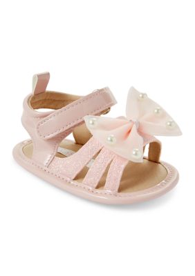 Laura Ashley Baby Girls Bow Sandals, Pink, 2M Big Kid