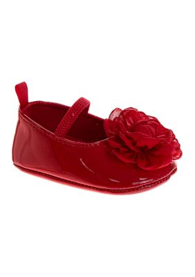 Laura Ashley Toddler Girls Dress Shoes with Flower, Red, 2M Big Kid