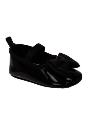 Laura Ashley Baby Girls Ribbon Ornamented Slip-On Shoes, Black, 2M Big Kid