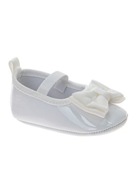 Laura Ashley Baby Girls Ribbon Ornamented Slip-On Shoes, White, 2M Big Kid