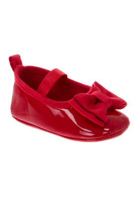 Laura Ashley Baby Girls Ribbon Ornamented Slip-On Shoes, Red, 2M Big Kid