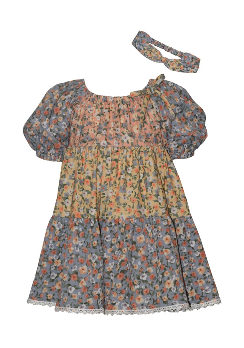 mixed media short sleeve dress Cotton Short-Sleeve Mixed-Media Fit & Flare Midi Dress L / Oak Beige / 91.3% Cotton 8.7% Spandex