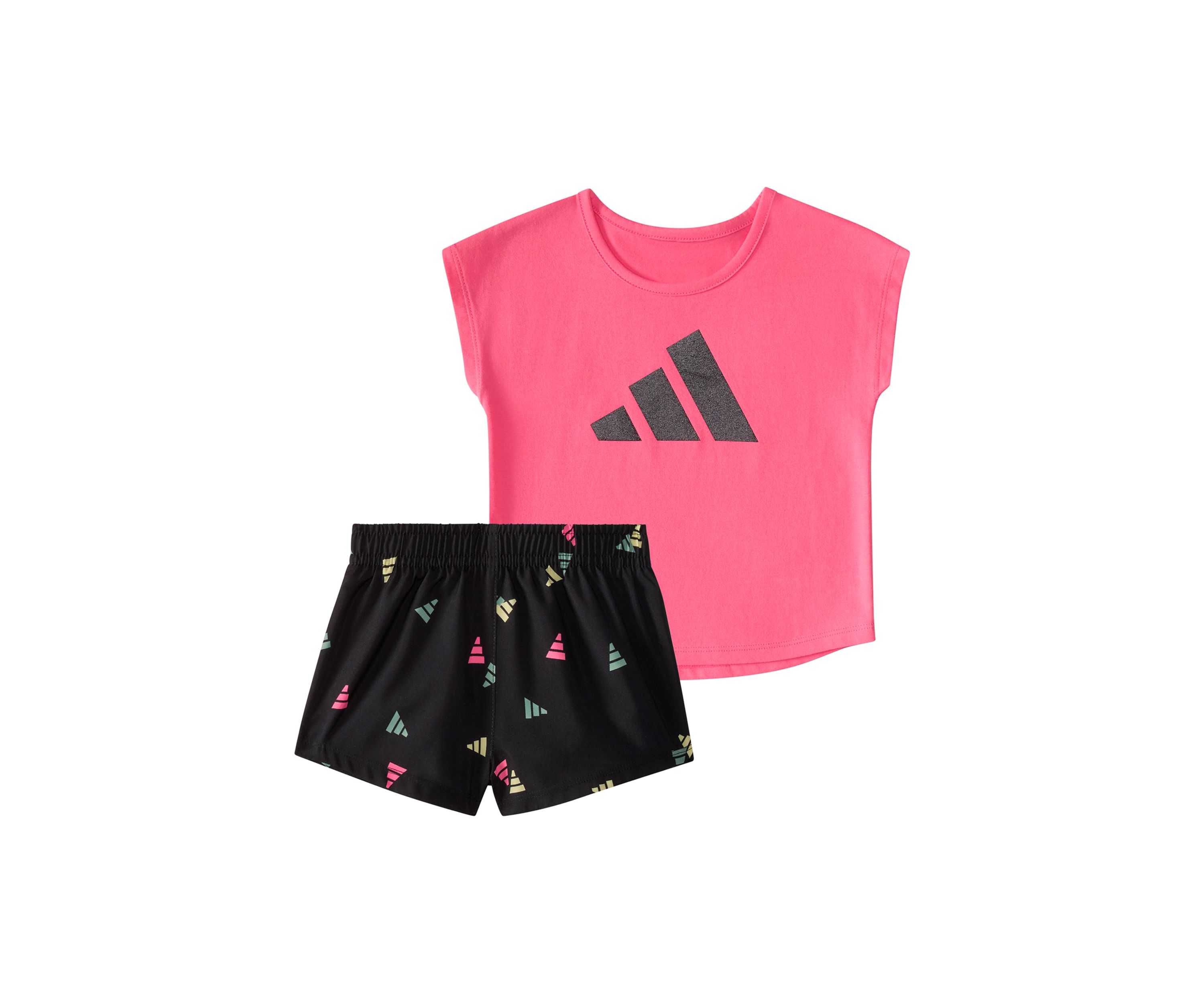 Baby Girls Two Piece Short Sleeve Cotton T-Shirt & Woven Shorts Set