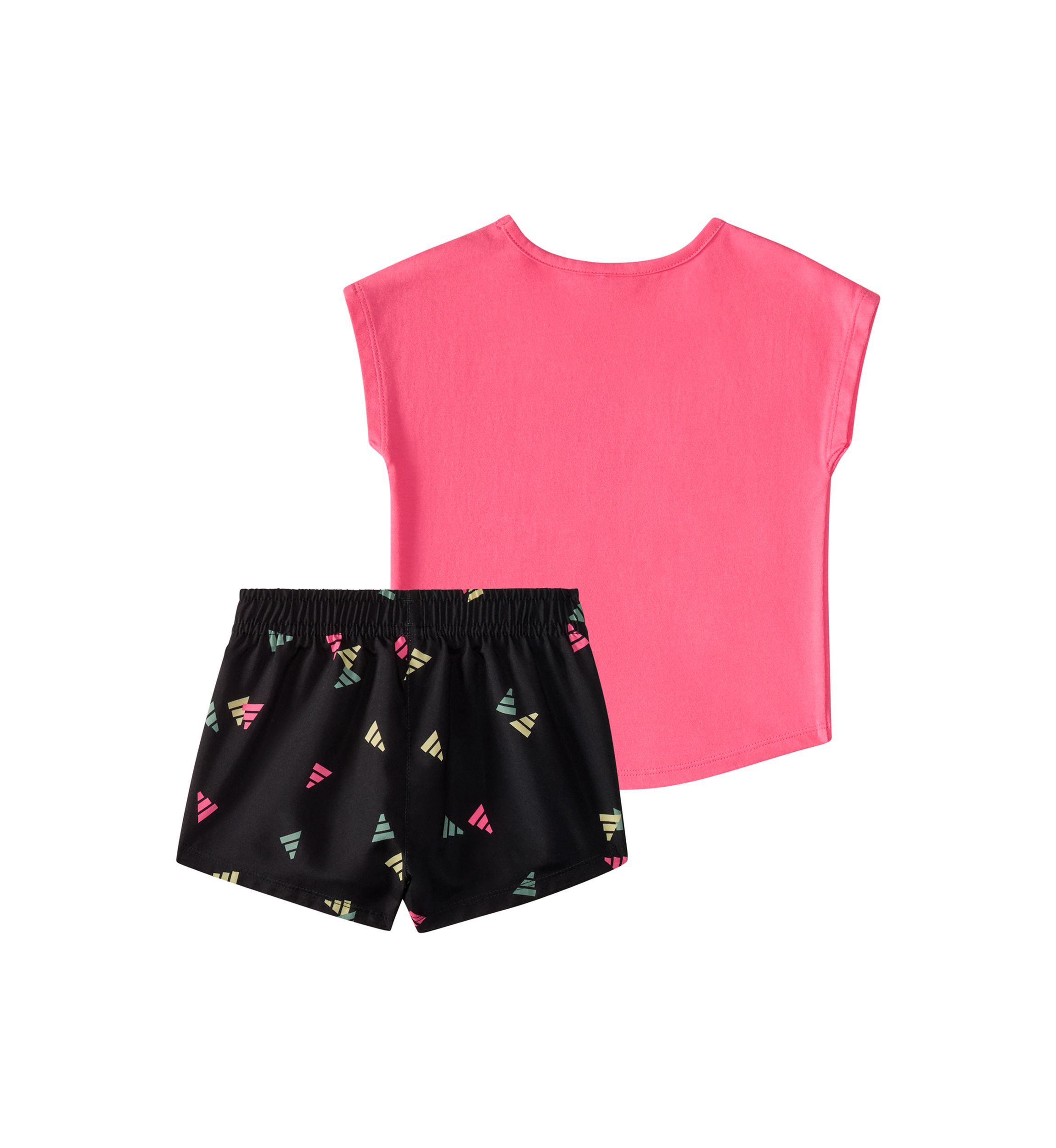 Toddler Girls Two Piece Short Sleeve Cotton T-Shirt & Woven Shorts Set