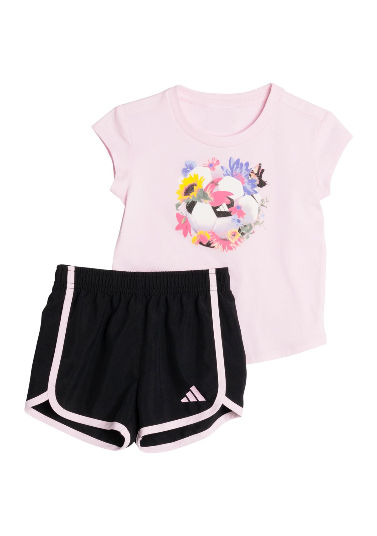 Baby Girls Two Piece Cap Sleeve T-Shirt & Woven Shorts Set