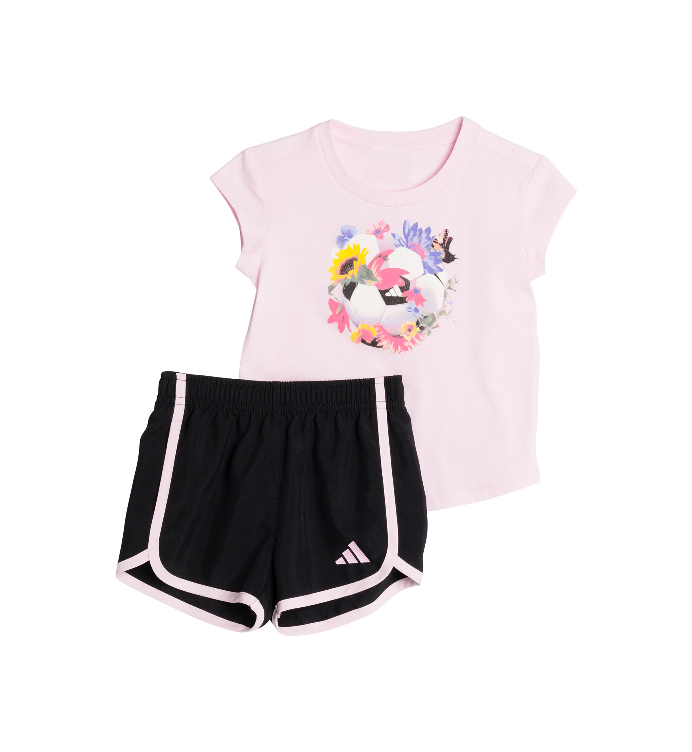 Baby Girls Two Piece Cap Sleeve T-Shirt & Woven Shorts Set