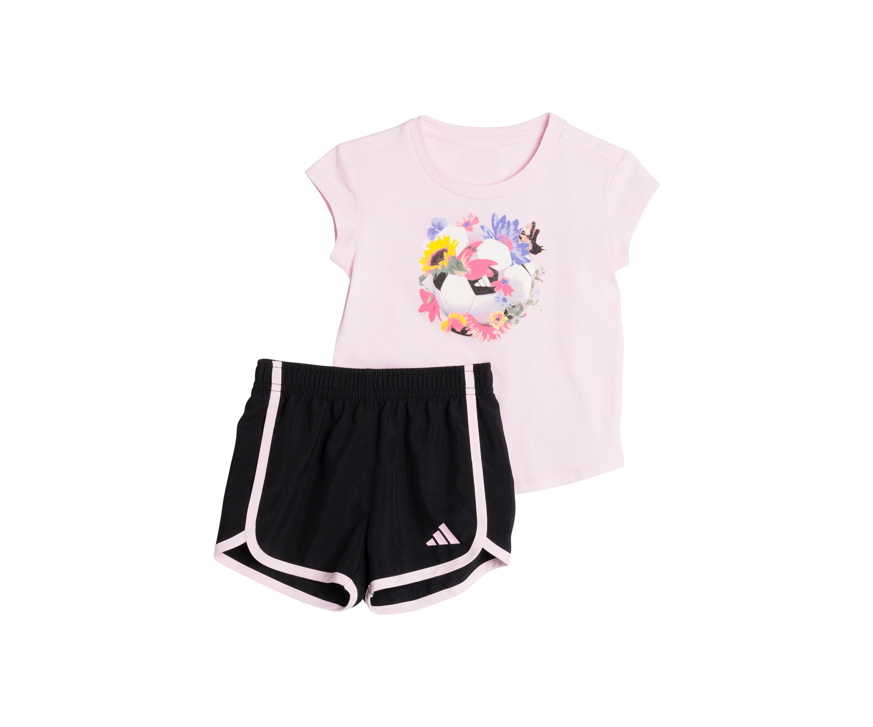 Baby Girls Two Piece Cap Sleeve T-Shirt & Woven Shorts Set