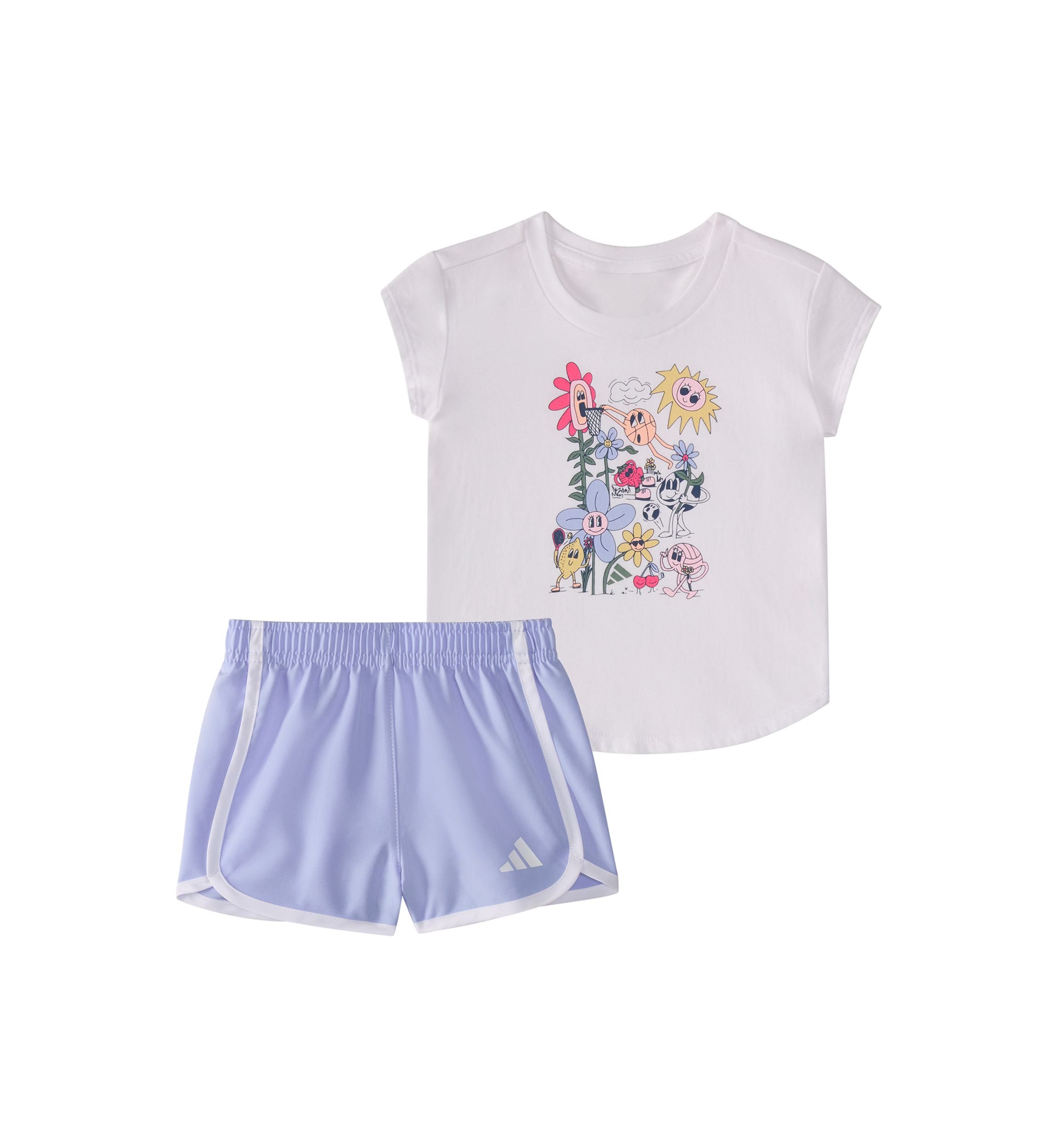 Toddler Girls Two Piece Cap Sleeve T-Shirt & Woven Shorts Set